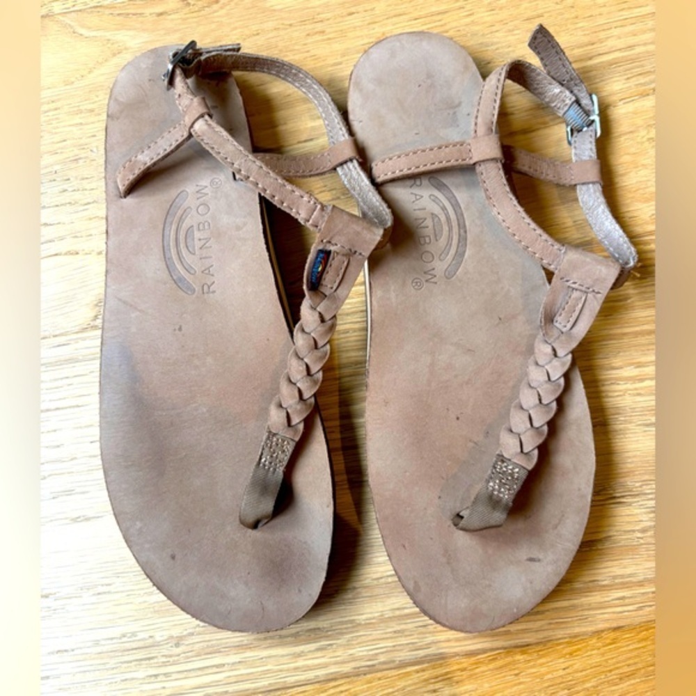 Rainbow leather sandals
